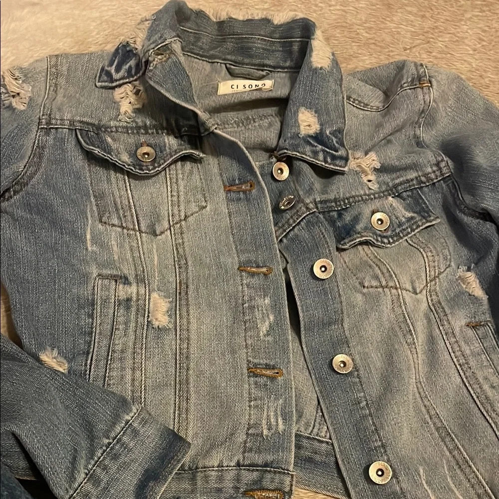 Cison Distressed Denim Jacket - Picture 1 of 5